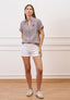Camicia a righe sottili con maniche corte - BIANCO/MARRONE