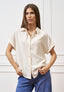 Camicia ampia in viscosa con maniche corte  - BEIGE