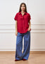 Camicia ampia in viscosa con maniche corte  - BORDEAUX