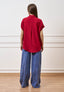 Camicia ampia in viscosa con maniche corte  - BORDEAUX