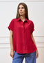 Camicia ampia in viscosa con maniche corte  - BORDEAUX