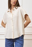 Camicia ampia in viscosa con maniche corte  - BEIGE