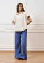 Camicia ampia in viscosa con maniche corte  - BEIGE