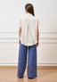 Camicia ampia in viscosa con maniche corte  - BEIGE