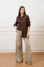 Camicia over lunga in cotone - MARRONE