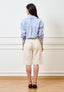 Camicia a righe con spilla - CELESTE