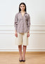 Camicia a righe con spilla - MARRONE