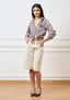 Camicia a righe con spilla - MARRONE