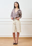 Camicia a righe con spilla - MARRONE