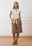 Camicia smanicata con nodo in vita - BIANCO