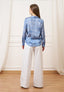 Camicia in raso fantasia a pois - CELESTE