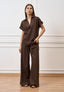 Pantalone ampio in lino e viscosa - MARRONE