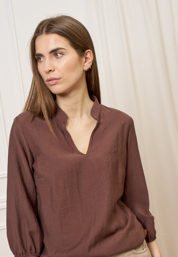 Camicia effetto stropicciato - MARRONE