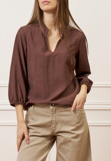 Camicia effetto stropicciato - MARRONE