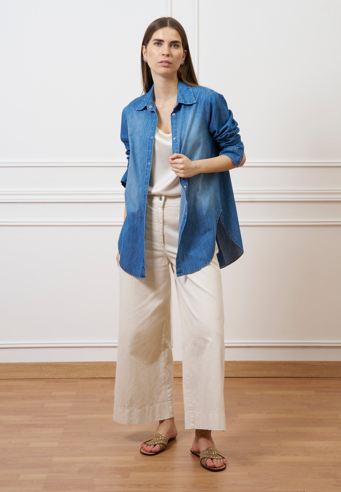 Camicia in denim con spacco sul retro - BLU