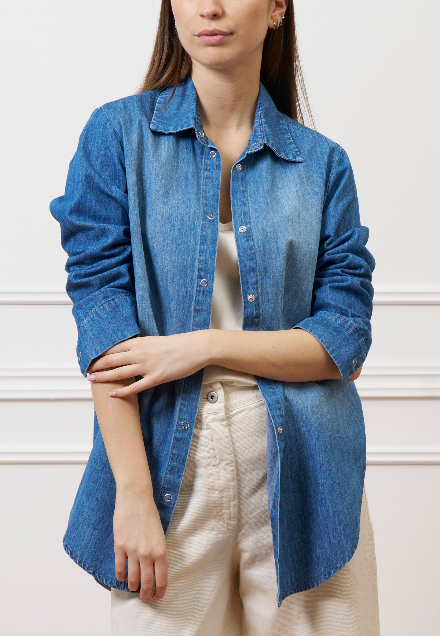 Camicia in denim con spacco sul retro - BLU