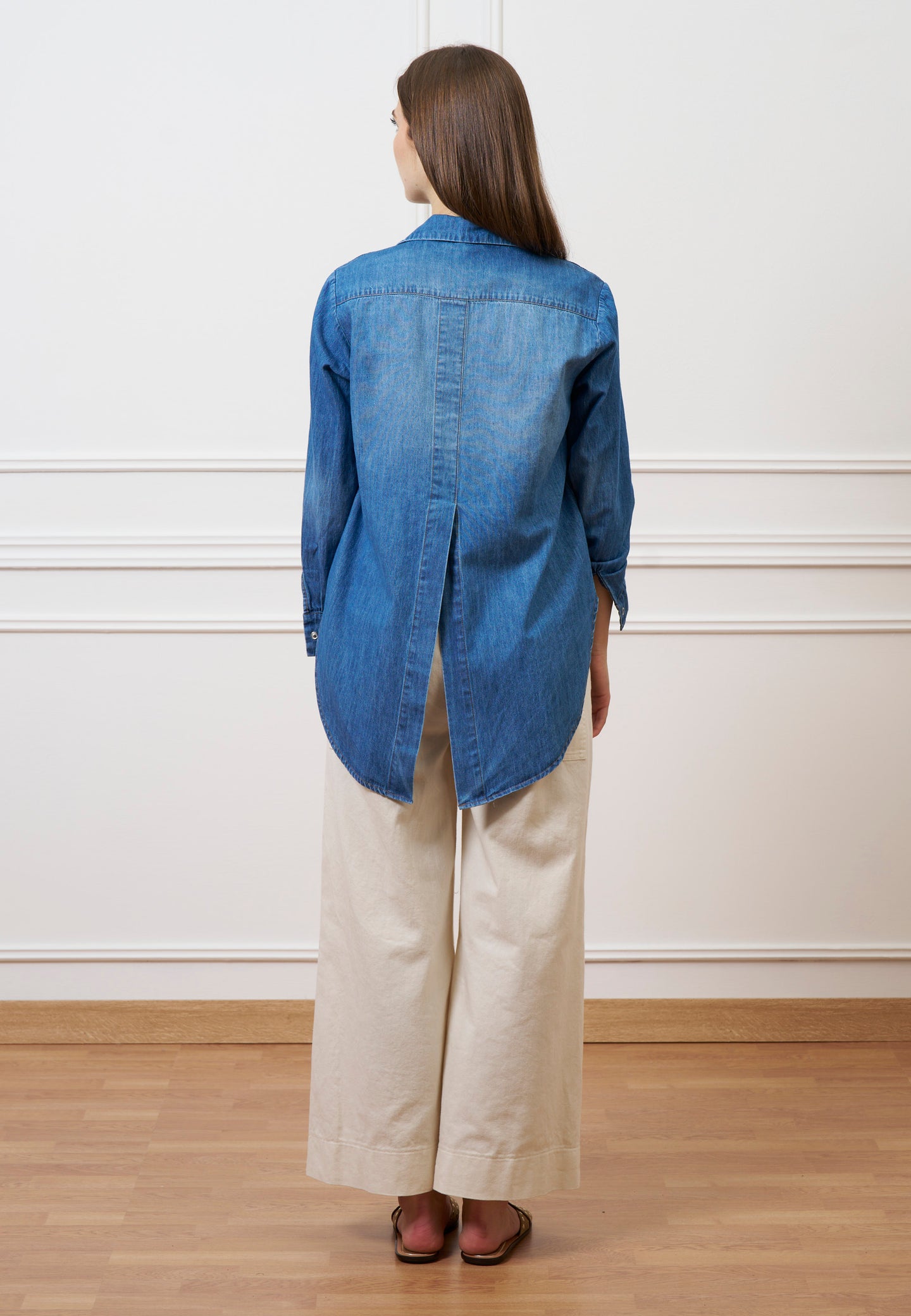 Camicia in denim con spacco sul retro - BLU