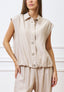 Camicia smanicata ampia - BEIGE