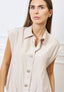 Camicia smanicata ampia - BEIGE