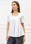 Camicia girocollo con pieghe laterali - BIANCO