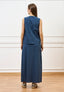 Camicia smanicata con scollo a v - BLU