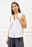 Camicia smanicata con scollo a v - BIANCO