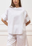 Camicia scollo barca con risvolto - BIANCO