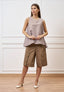 Camicia smanicata a righe - MARRONE