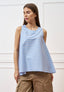 Camicia smanicata a righe - CELESTE