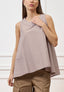 Camicia smanicata a righe - MARRONE