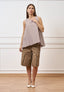 Camicia smanicata a righe - MARRONE