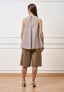 Camicia smanicata a righe - MARRONE