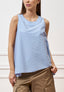 Camicia smanicata a righe - CELESTE