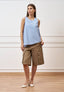 Camicia smanicata a righe - CELESTE