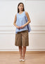 Camicia smanicata a righe - CELESTE