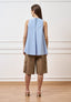 Camicia smanicata a righe - CELESTE