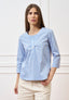 Camicia a righe con maniche trequarti - CELESTE