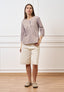 Camicia a righe con maniche trequarti - MARRONE