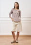Camicia a righe con maniche trequarti - MARRONE