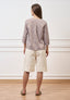Camicia a righe con maniche trequarti - MARRONE