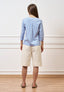 Camicia a righe con maniche trequarti - CELESTE