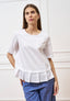 Camicia girocollo con pieghe sul fondo - BIANCO
