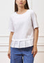 Camicia girocollo con pieghe sul fondo - BIANCO
