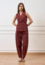 Camicia smanicata con pince in vita - MARRONE