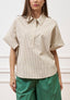 Camicia over a righe - BEIGE