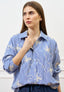 Camicia a righe con fiori applicati - BIANCO/BLU