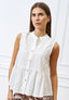 Camicia smanicata con balza al fondo  - AVORIO
