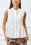 Camicia smanicata con balza al fondo  - AVORIO