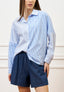 Camicia a righe sfalsate - BIANCO/CELESTE