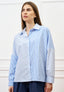 Camicia a righe sfalsate - BIANCO/CELESTE